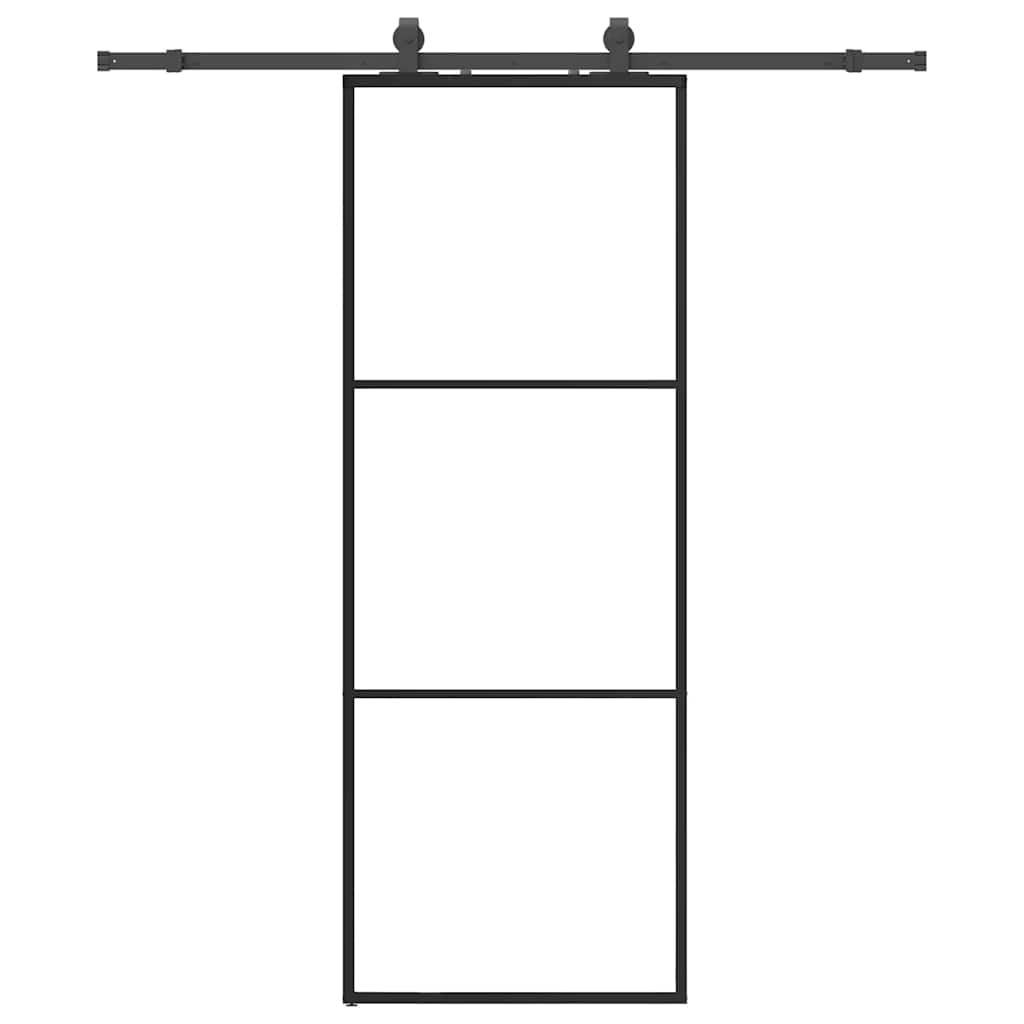 Schuifdeur met beslagset 76x205 cm ESG glas zwart is nu te koop bij PeponiXL, paradijselijk wonen!