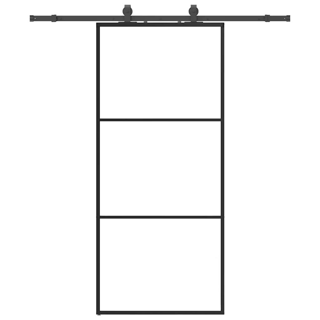 Schuifdeur met beslagset 90x205 cm ESG glas zwart is nu te koop bij PeponiXL, paradijselijk wonen!