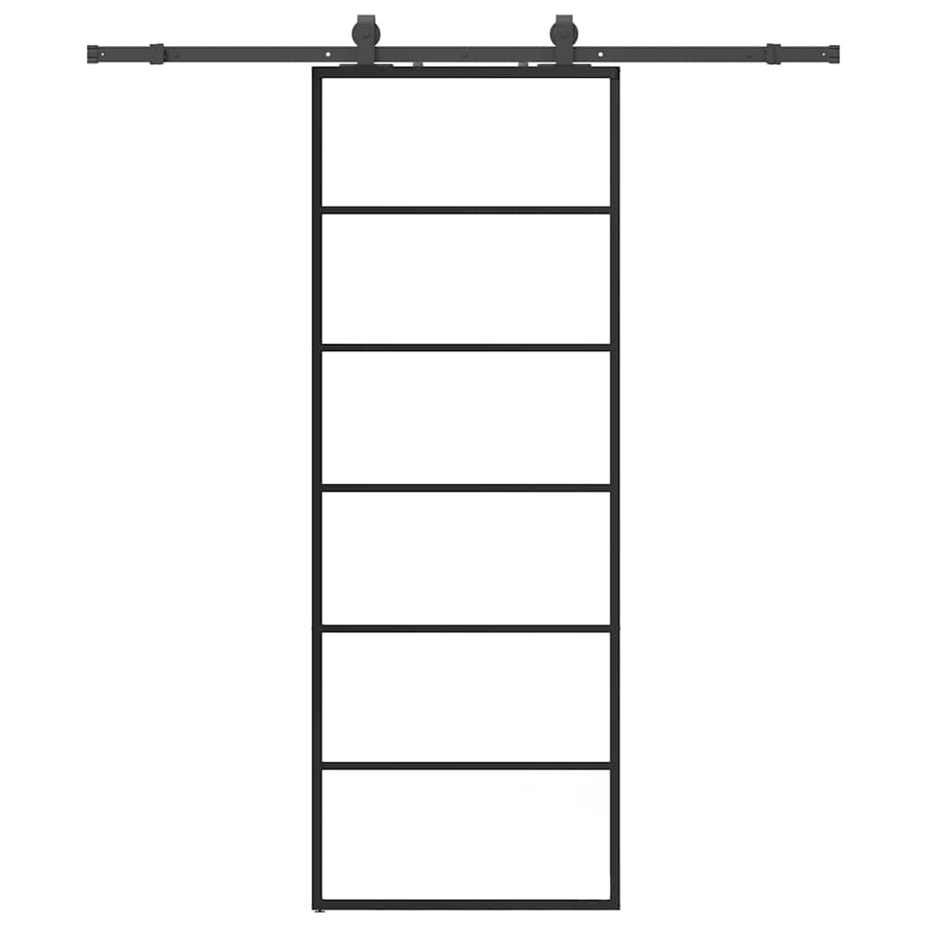 Schuifdeur met beslagset 76x205 cm ESG glas zwart is nu te koop bij PeponiXL, paradijselijk wonen!