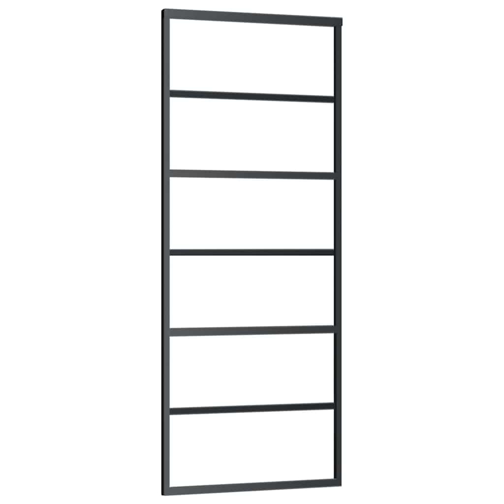 Schuifdeur met beslagset 76x205 cm ESG glas zwart is nu te koop bij PeponiXL, paradijselijk wonen!