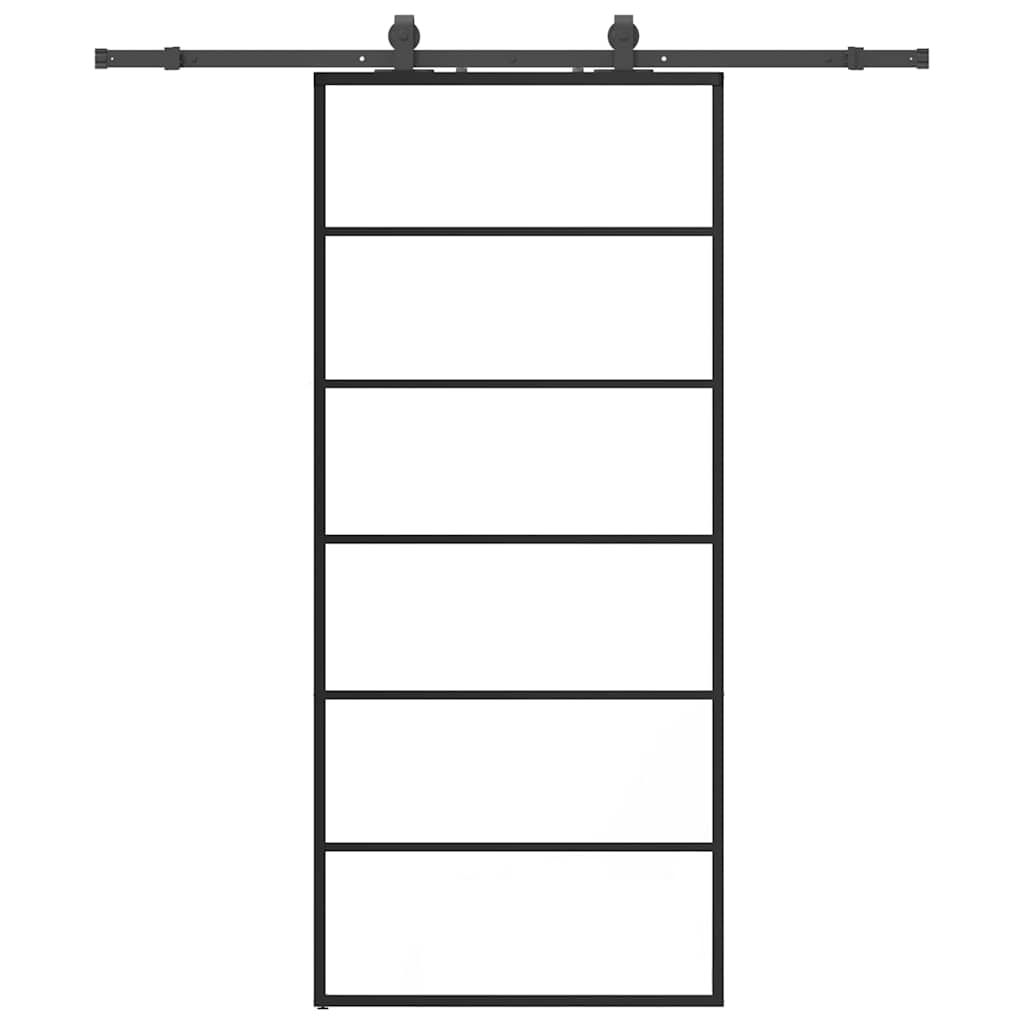 Schuifdeur met beslagset 90x205 cm ESG glas zwart is nu te koop bij PeponiXL, paradijselijk wonen!
