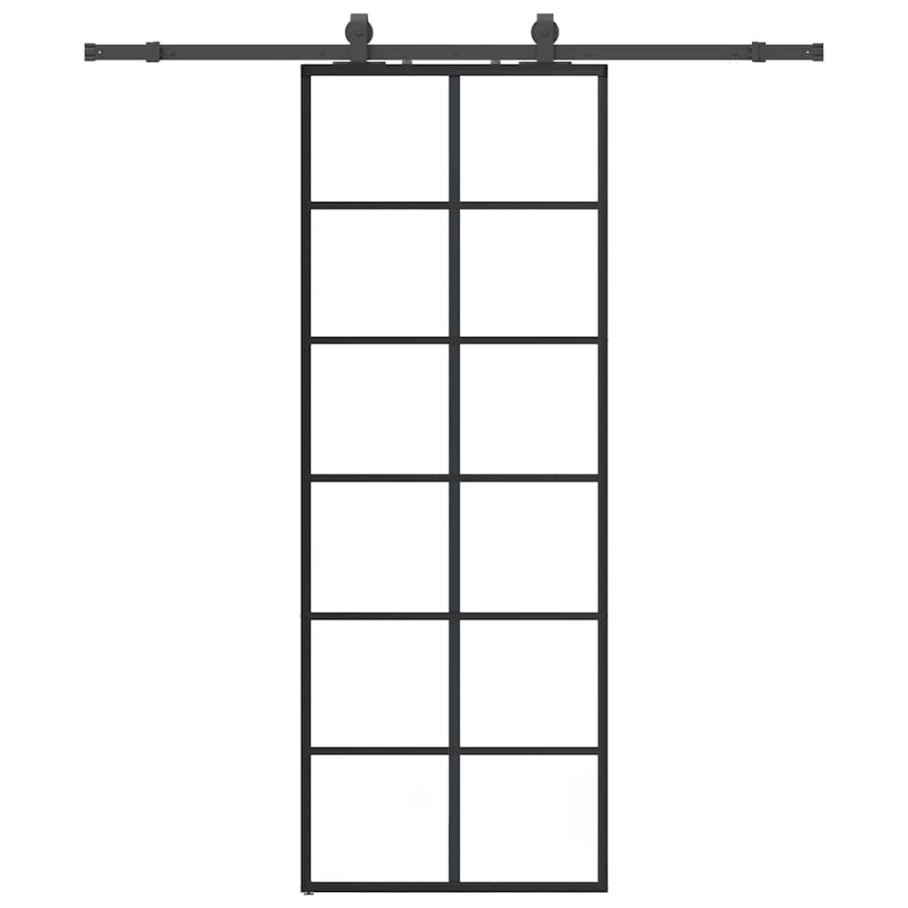 Schuifdeur met beslagset 76x205 cm ESG glas zwart is nu te koop bij PeponiXL, paradijselijk wonen!
