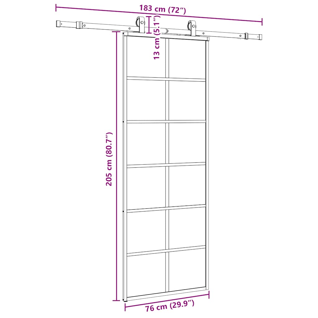 Schuifdeur met beslagset 76x205 cm ESG glas zwart is nu te koop bij PeponiXL, paradijselijk wonen!
