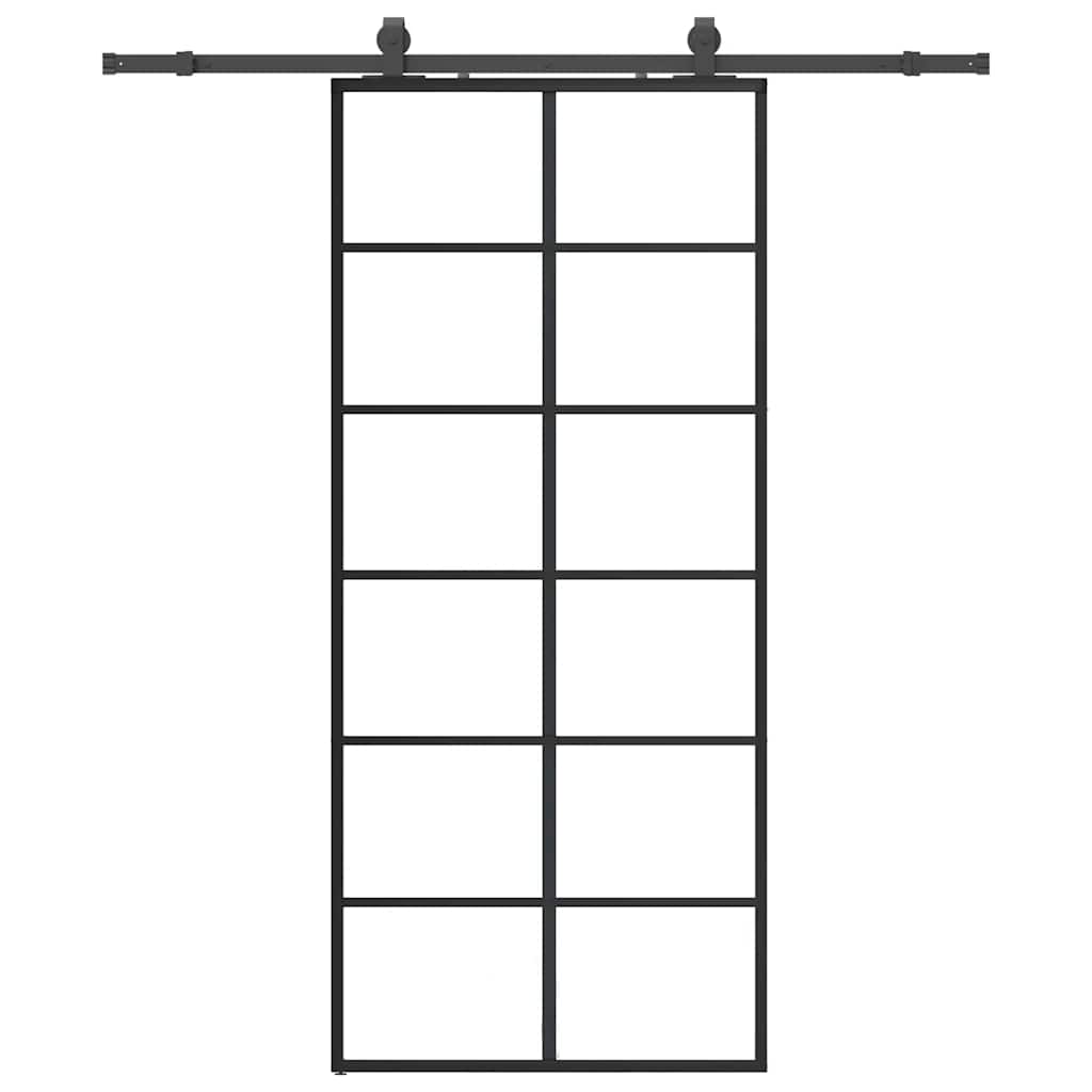 Schuifdeur met beslagset 90x205 cm ESG glas zwart is nu te koop bij PeponiXL, paradijselijk wonen!