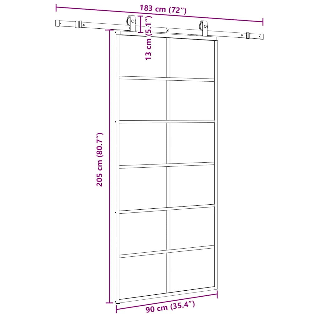 Schuifdeur met beslagset 90x205 cm ESG glas zwart is nu te koop bij PeponiXL, paradijselijk wonen!