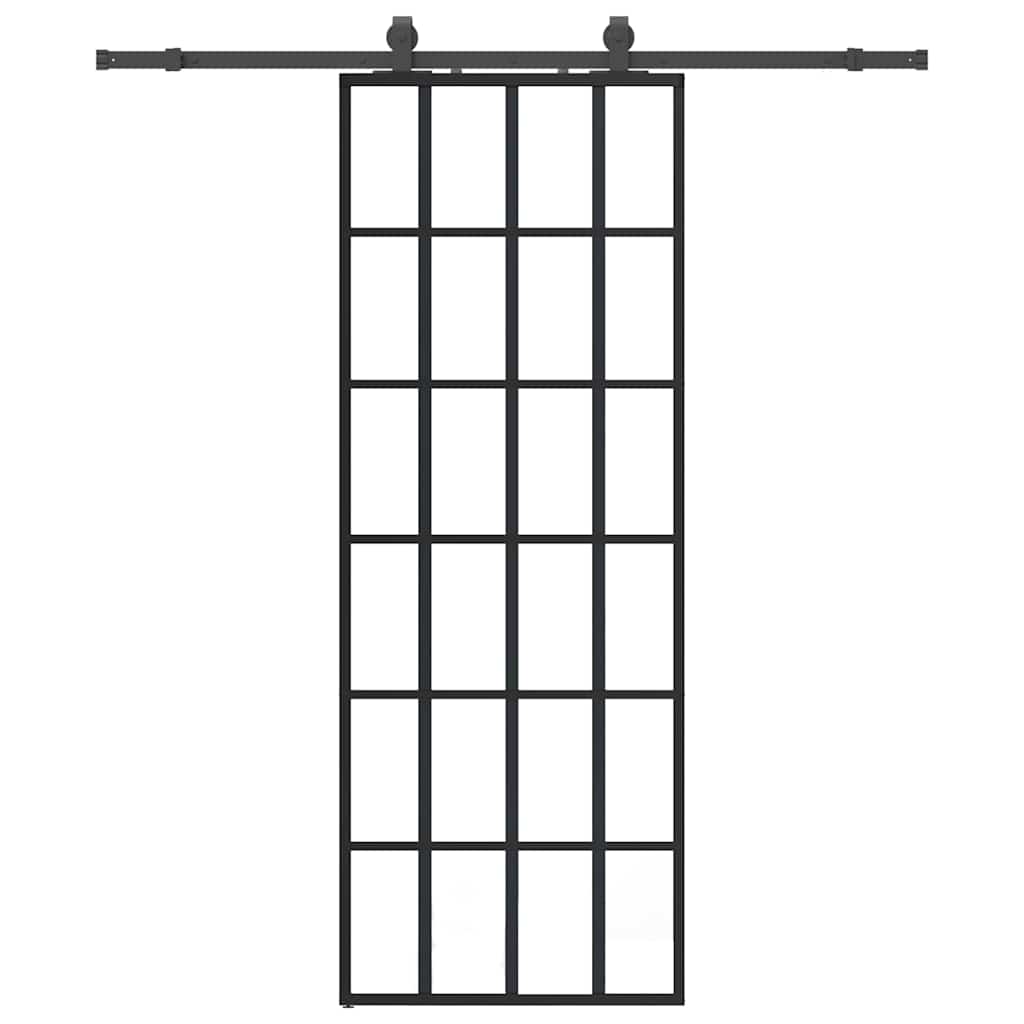 Schuifdeur met beslagset 76x205 cm ESG glas zwart is nu te koop bij PeponiXL, paradijselijk wonen!