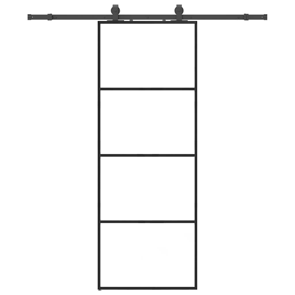 Schuifdeur met beslagset 76x205 cm ESG glas zwart is nu te koop bij PeponiXL, paradijselijk wonen!