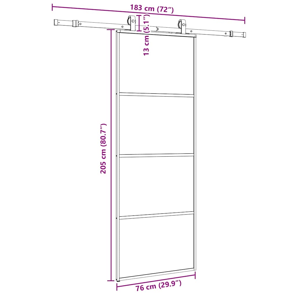 Schuifdeur met beslagset 76x205 cm ESG glas zwart is nu te koop bij PeponiXL, paradijselijk wonen!