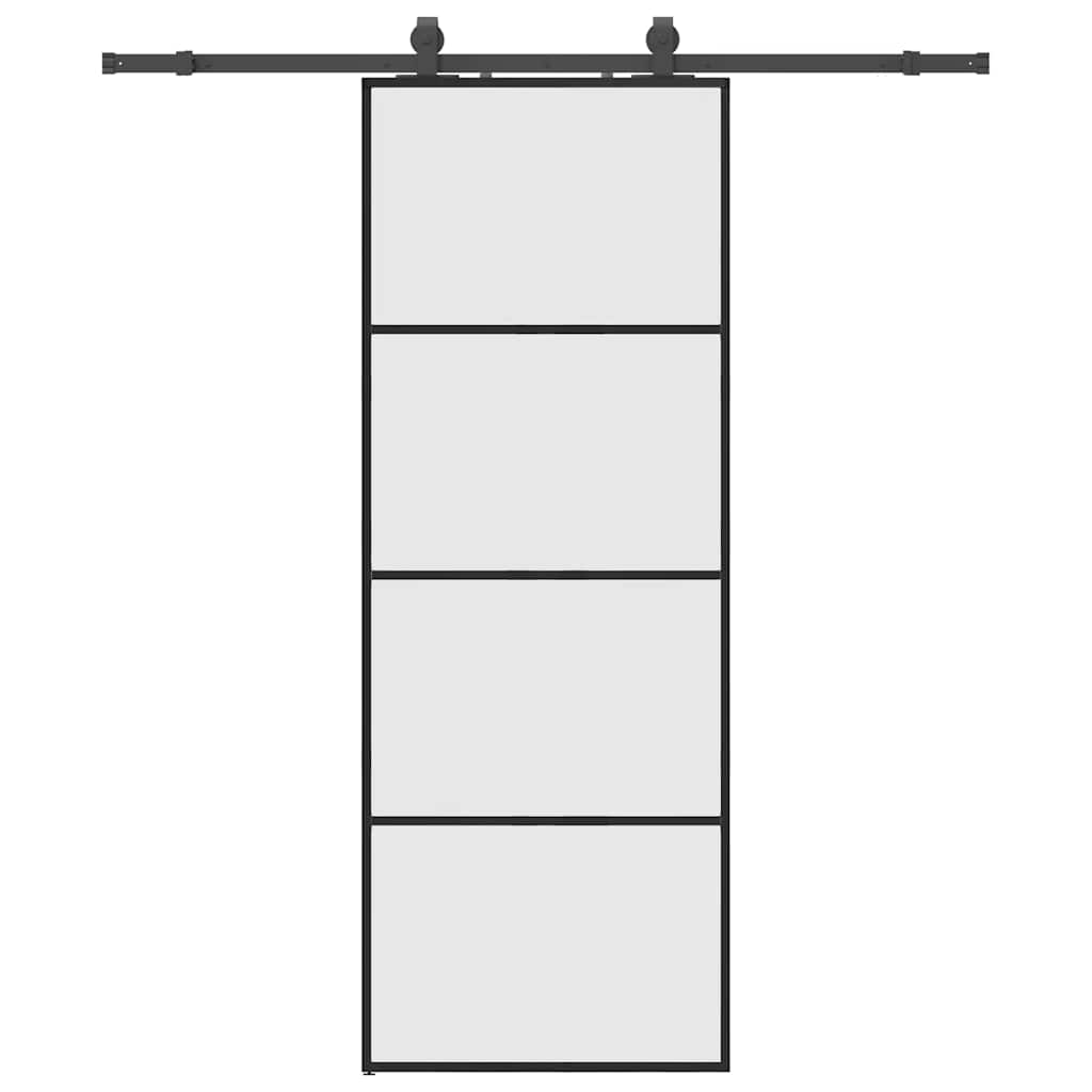 Schuifdeur met beslagset 76x205 cm ESG glas zwart is nu te koop bij PeponiXL, paradijselijk wonen!