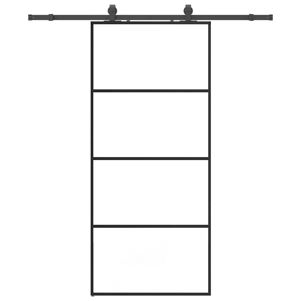 Schuifdeur met beslagset 90x205 cm ESG glas zwart is nu te koop bij PeponiXL, paradijselijk wonen!