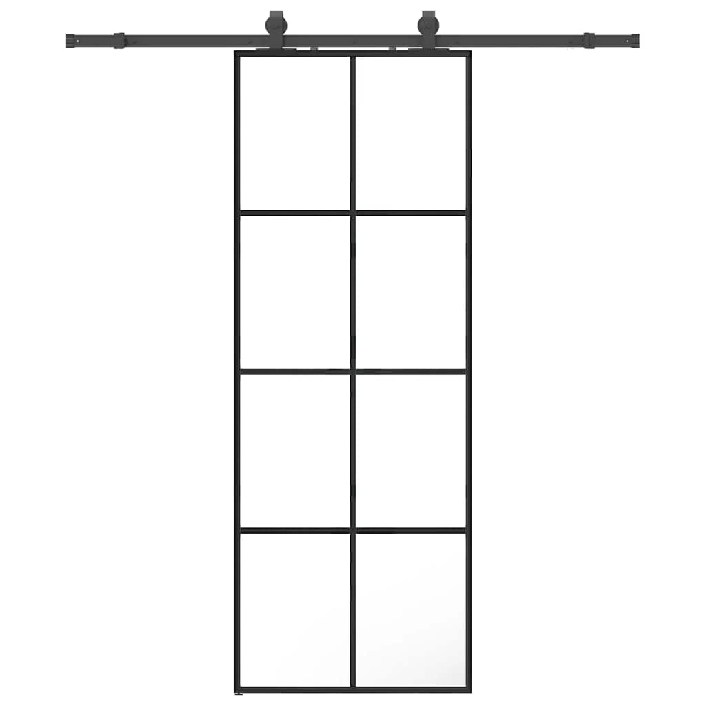 Schuifdeur met beslagset 76x205 cm ESG glas zwart is nu te koop bij PeponiXL, paradijselijk wonen!