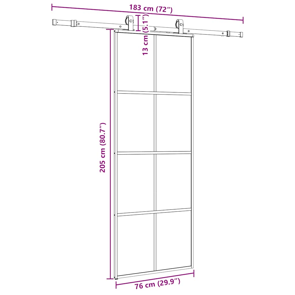 Schuifdeur met beslagset 76x205 cm ESG glas zwart is nu te koop bij PeponiXL, paradijselijk wonen!