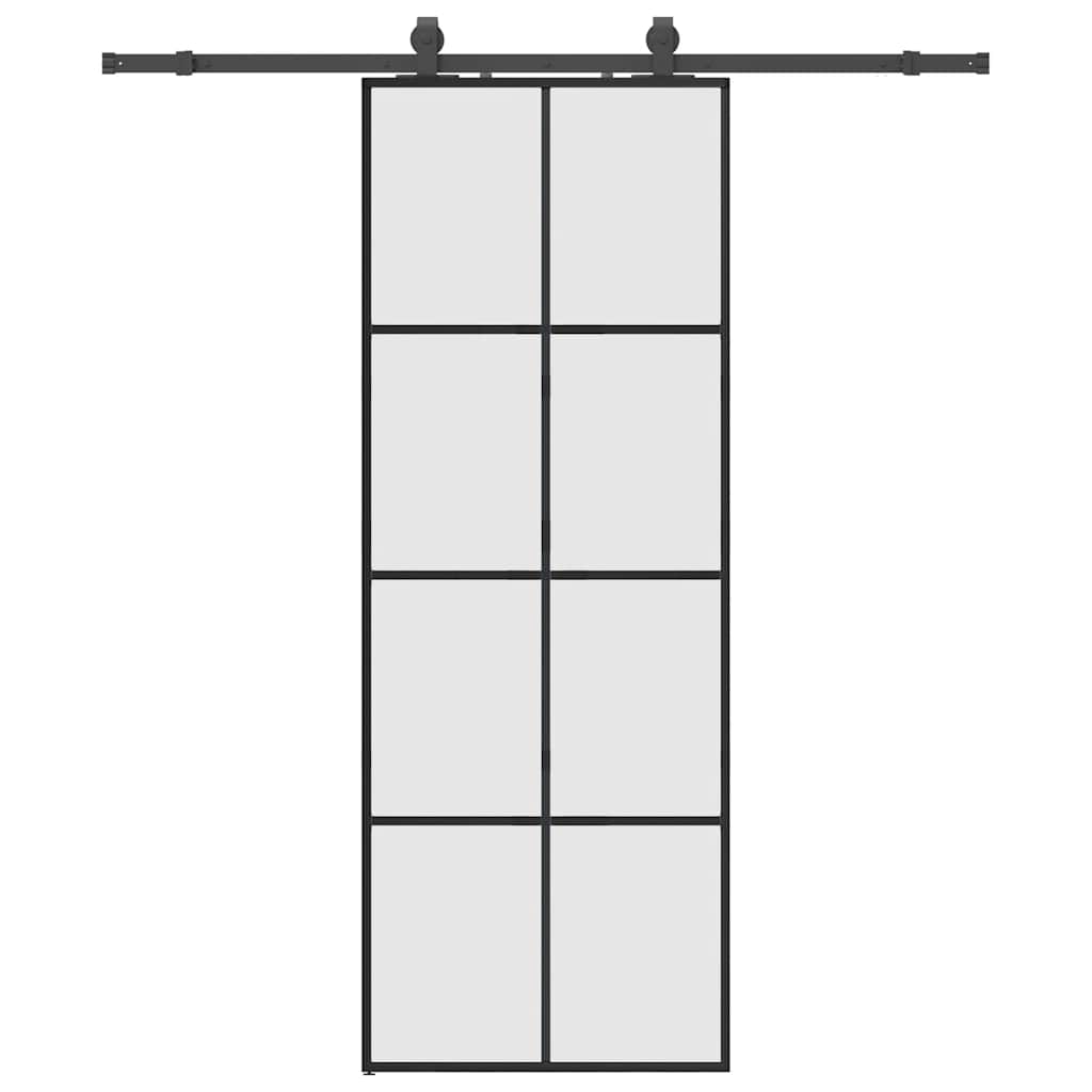 Schuifdeur met beslagset 76x205 cm ESG glas zwart is nu te koop bij PeponiXL, paradijselijk wonen!