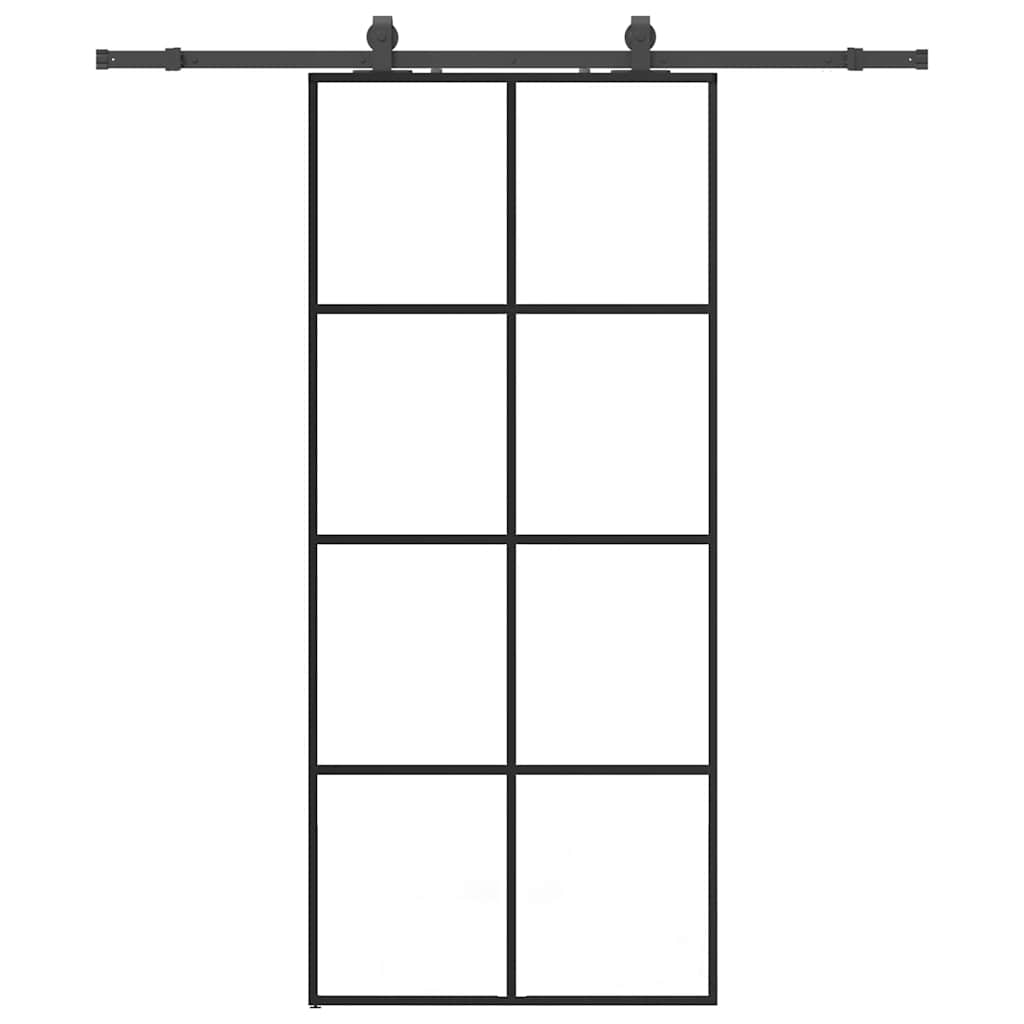 Schuifdeur met beslagset 90x205 cm ESG glas zwart is nu te koop bij PeponiXL, paradijselijk wonen!