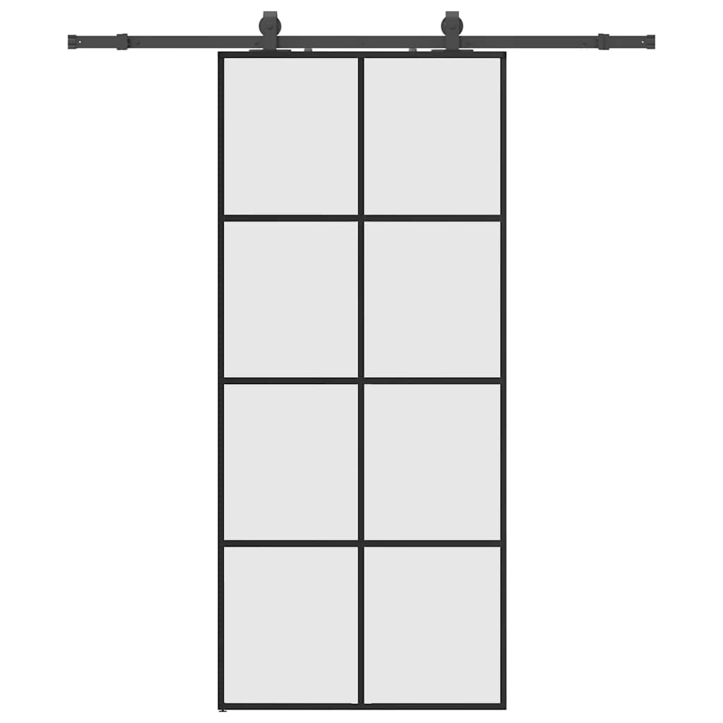 Schuifdeur met beslagset 90x205 cm ESG glas zwart is nu te koop bij PeponiXL, paradijselijk wonen!