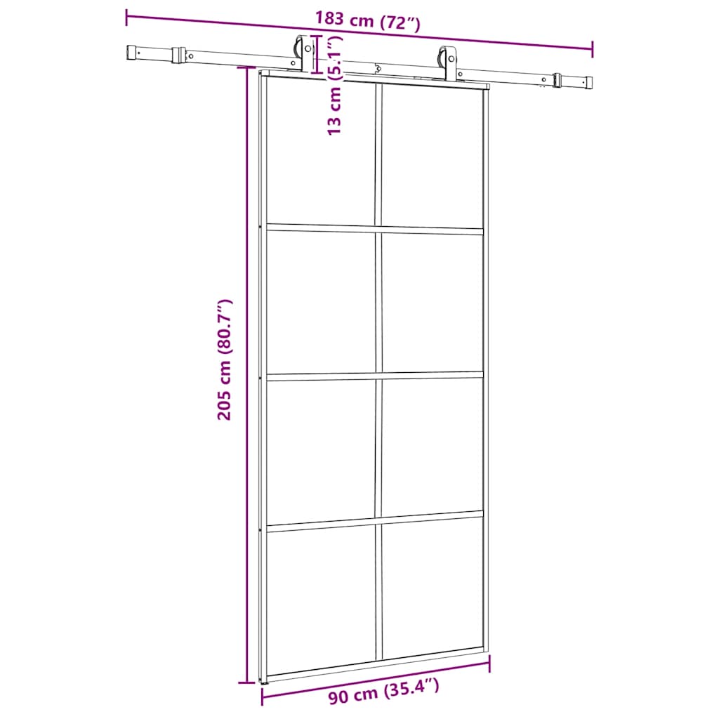Schuifdeur met beslagset 90x205 cm ESG glas zwart is nu te koop bij PeponiXL, paradijselijk wonen!