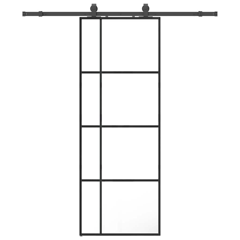 Schuifdeur met beslagset 76x205 cm ESG glas zwart is nu te koop bij PeponiXL, paradijselijk wonen!