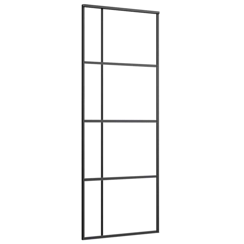 Schuifdeur met beslagset 76x205 cm ESG glas zwart is nu te koop bij PeponiXL, paradijselijk wonen!