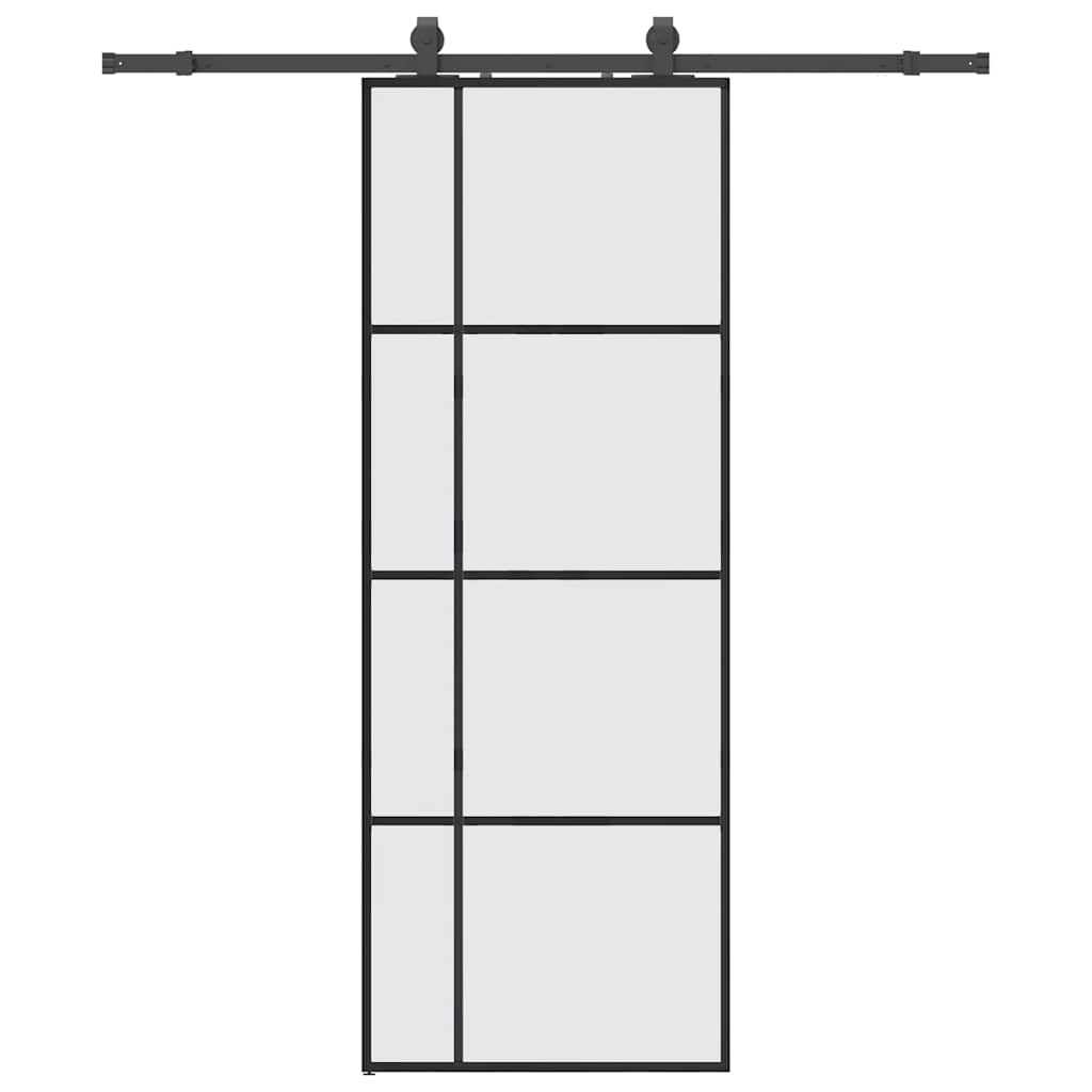 Schuifdeur met beslagset 76x205 cm ESG glas zwart is nu te koop bij PeponiXL, paradijselijk wonen!