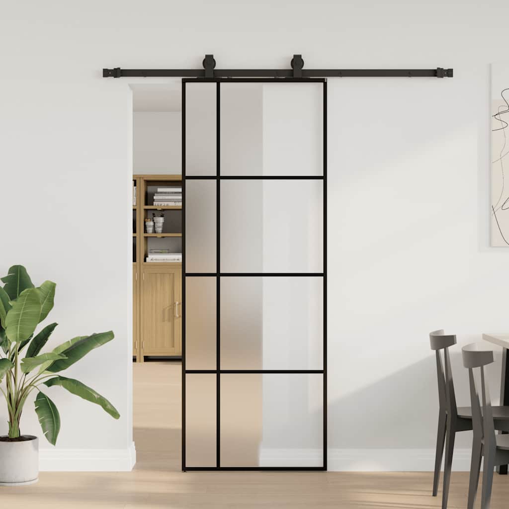 Schuifdeur met beslagset 76x205 cm ESG glas zwart is nu te koop bij PeponiXL, paradijselijk wonen!