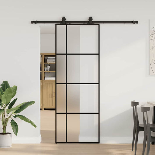 Schuifdeur met beslagset 76x205 cm ESG glas zwart is nu te koop bij PeponiXL, paradijselijk wonen!