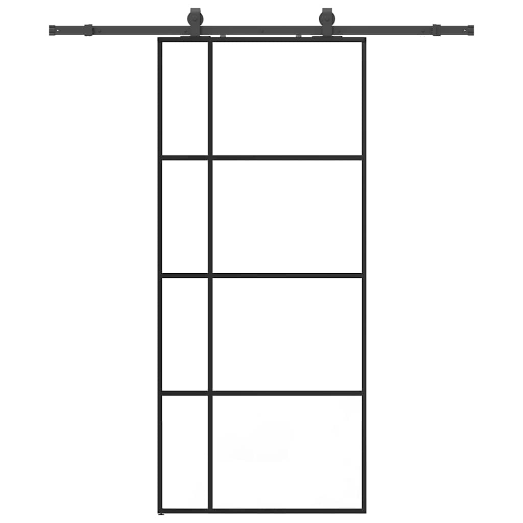 Schuifdeur met beslagset 90x205 cm ESG glas zwart is nu te koop bij PeponiXL, paradijselijk wonen!