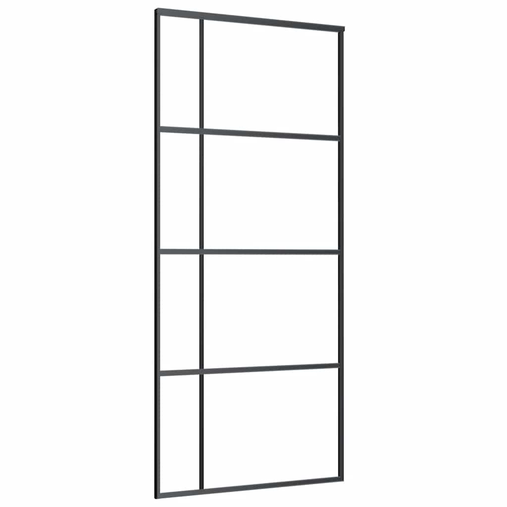 Schuifdeur met beslagset 90x205 cm ESG glas zwart is nu te koop bij PeponiXL, paradijselijk wonen!