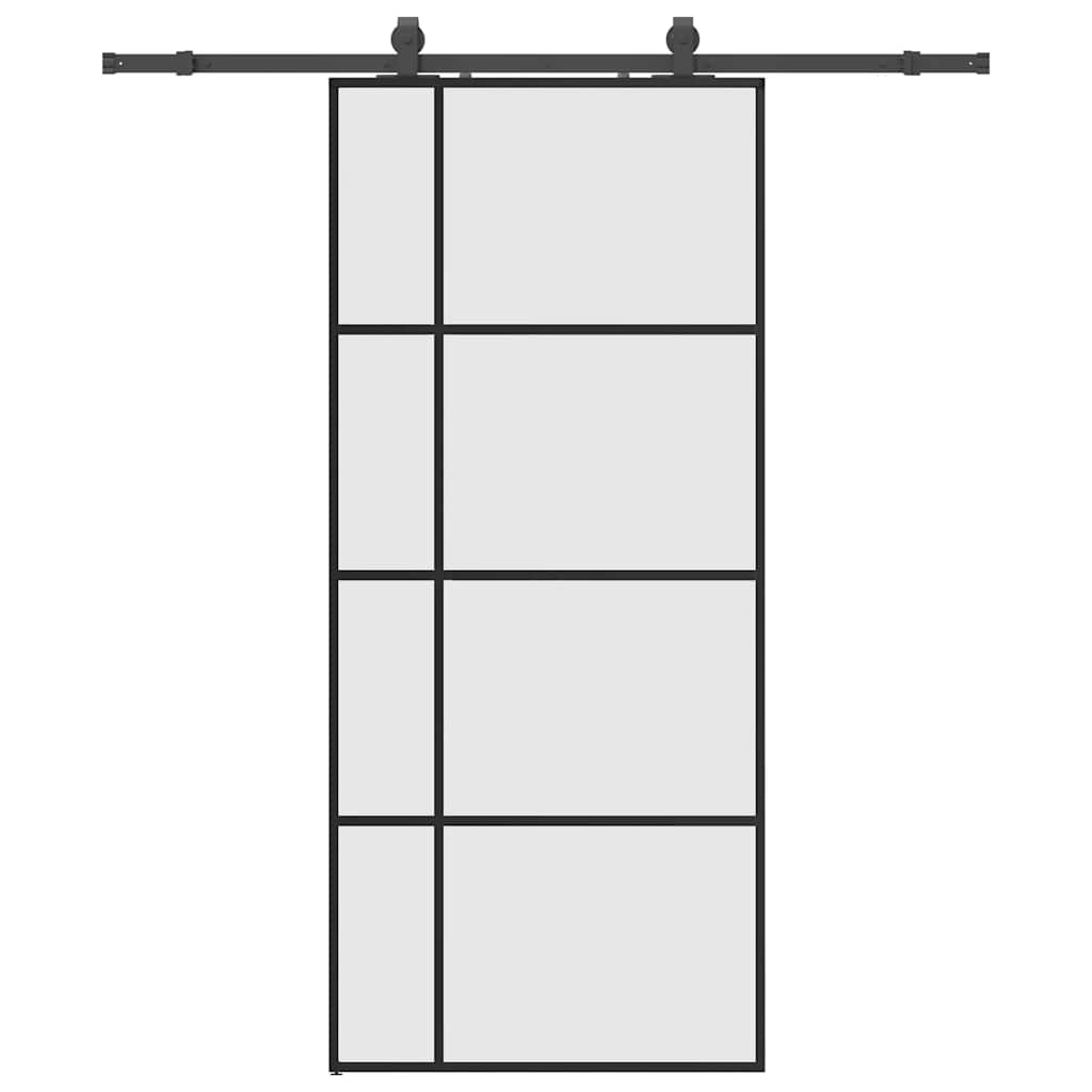 Schuifdeur met beslagset 90x205 cm ESG glas zwart is nu te koop bij PeponiXL, paradijselijk wonen!