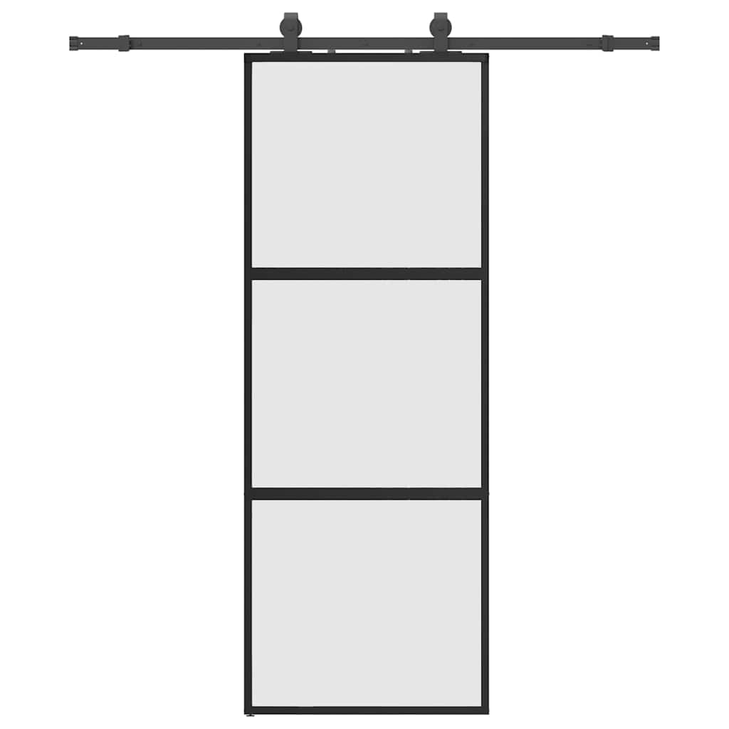 Schuifdeur met beslagset 76x205 cm gehard glas zwart is nu te koop bij PeponiXL, paradijselijk wonen!