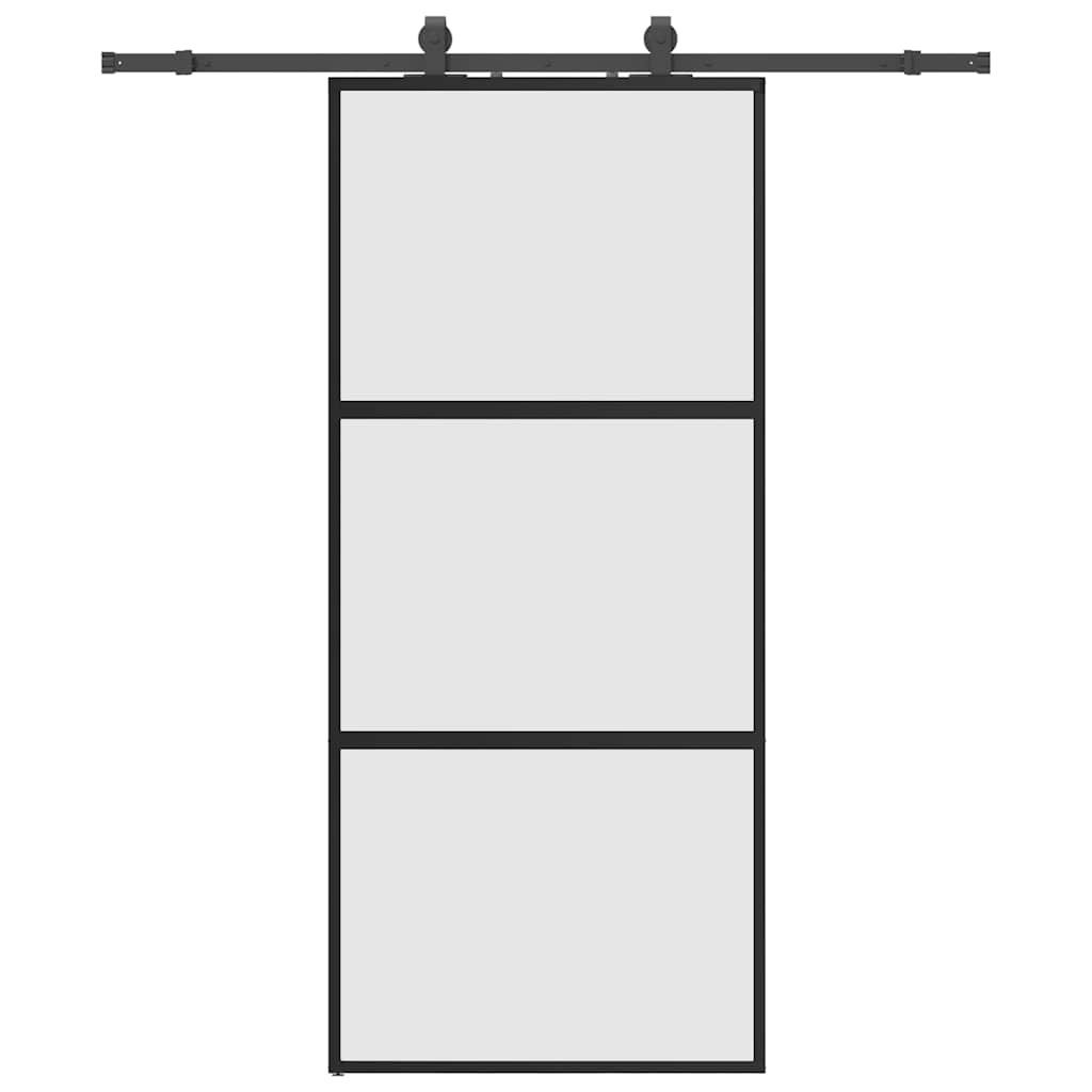 Schuifdeur met beslagset 90x205 cm gehard glas zwart is nu te koop bij PeponiXL, paradijselijk wonen!