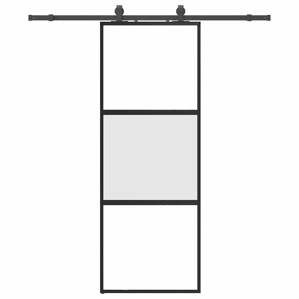 Schuifdeur met beslagset 76x205 cm gehard glas zwart is nu te koop bij PeponiXL, paradijselijk wonen!