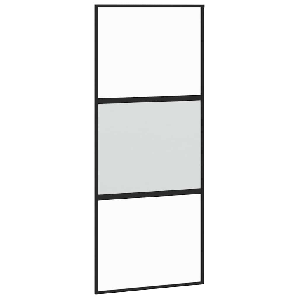Schuifdeur met beslagset 90x205 cm gehard glas zwart is nu te koop bij PeponiXL, paradijselijk wonen!