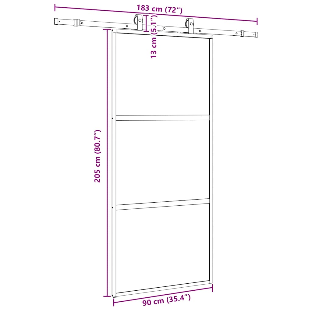 Schuifdeur met beslagset 90x205 cm gehard glas zwart is nu te koop bij PeponiXL, paradijselijk wonen!