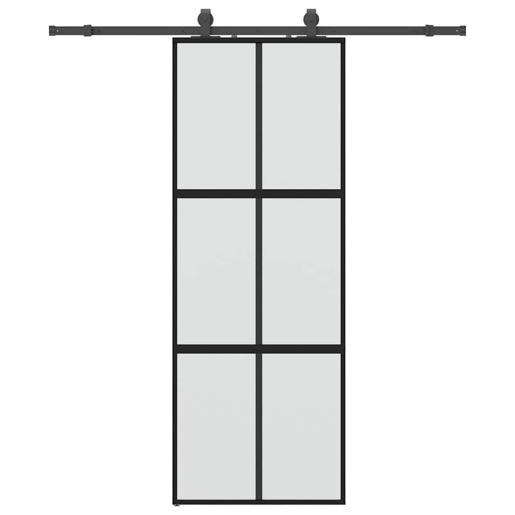 Schuifdeur met beslagset 76x205 cm gehard glas zwart is nu te koop bij PeponiXL, paradijselijk wonen!