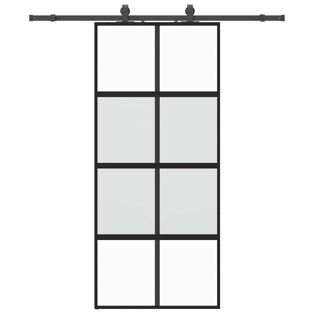 Schuifdeur met beslagset 90x205 cm gehard glas zwart is nu te koop bij PeponiXL, paradijselijk wonen!