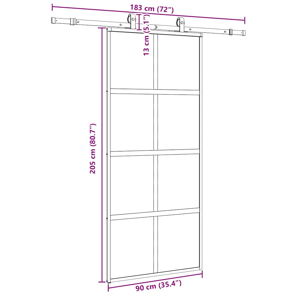 Schuifdeur met beslagset 90x205 cm gehard glas zwart is nu te koop bij PeponiXL, paradijselijk wonen!