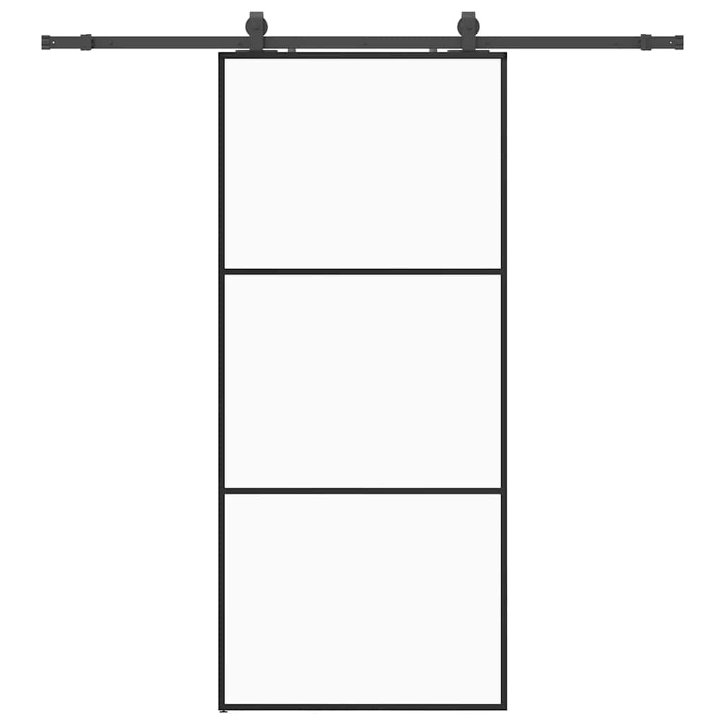 Schuifdeur met beslagset 90x205 cm ESG glas zwart is nu te koop bij PeponiXL, paradijselijk wonen!