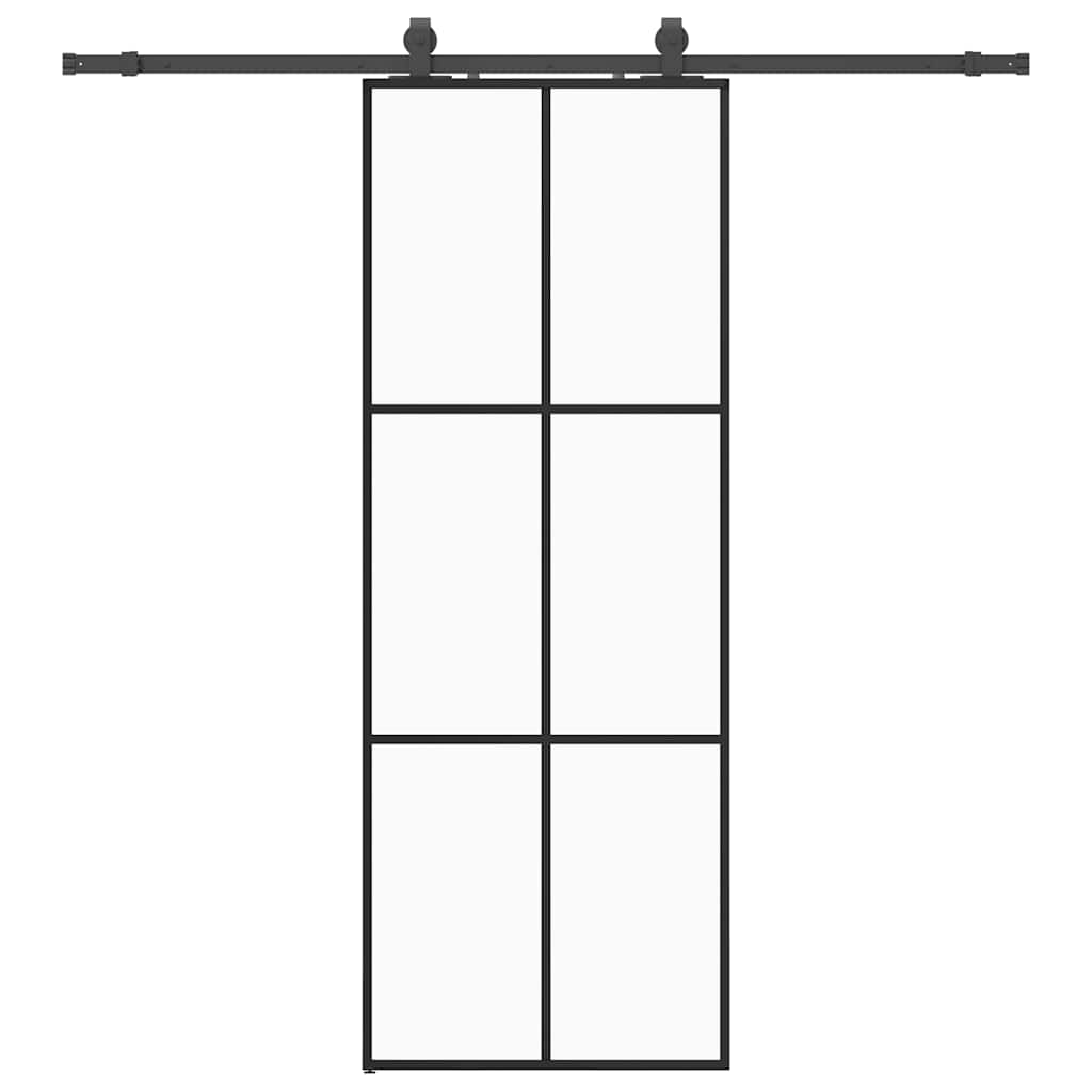 Schuifdeur met beslagset 76x205 cm ESG glas zwart is nu te koop bij PeponiXL, paradijselijk wonen!