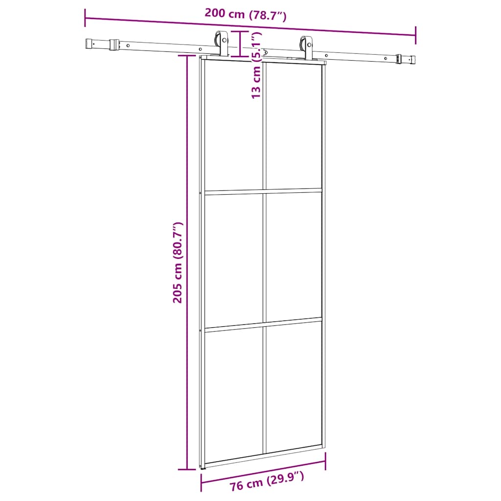 Schuifdeur met beslagset 76x205 cm ESG glas zwart is nu te koop bij PeponiXL, paradijselijk wonen!
