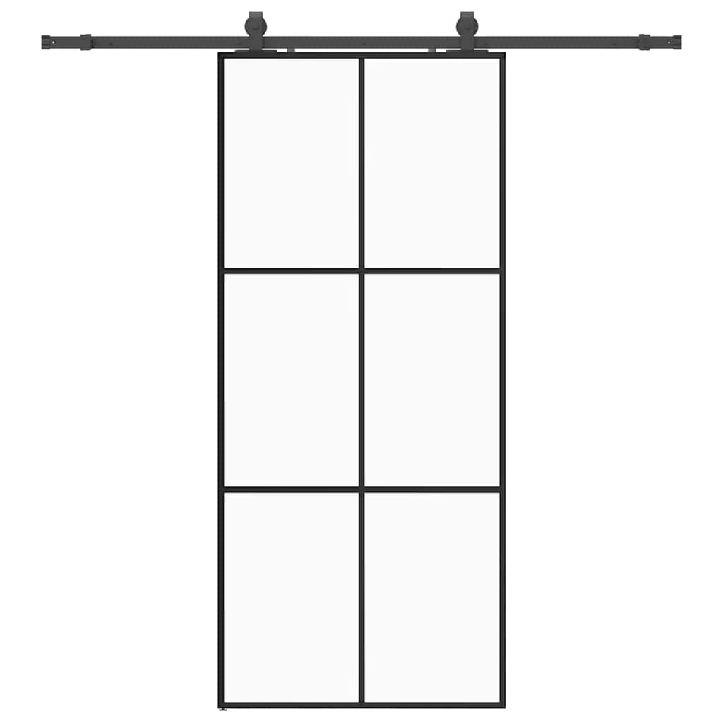Schuifdeur met beslagset 90x205 cm ESG glas zwart is nu te koop bij PeponiXL, paradijselijk wonen!