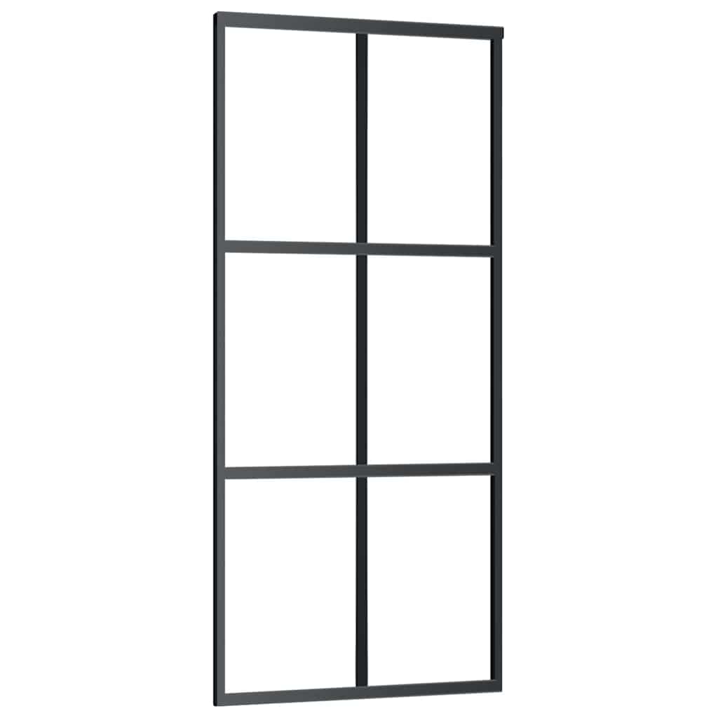 Schuifdeur met beslagset 90x205 cm ESG glas zwart is nu te koop bij PeponiXL, paradijselijk wonen!