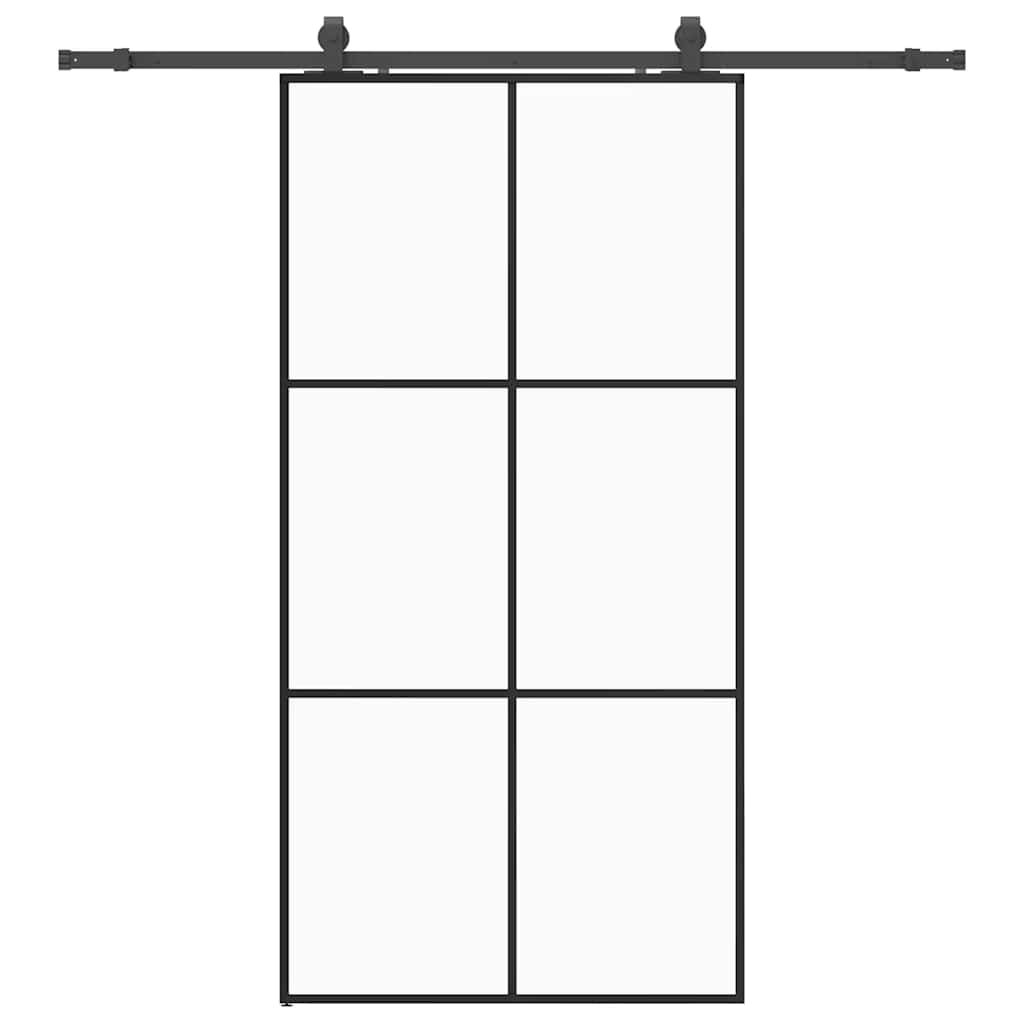 Schuifdeur met beslagset 102x205 cm ESG glas zwart is nu te koop bij PeponiXL, paradijselijk wonen!