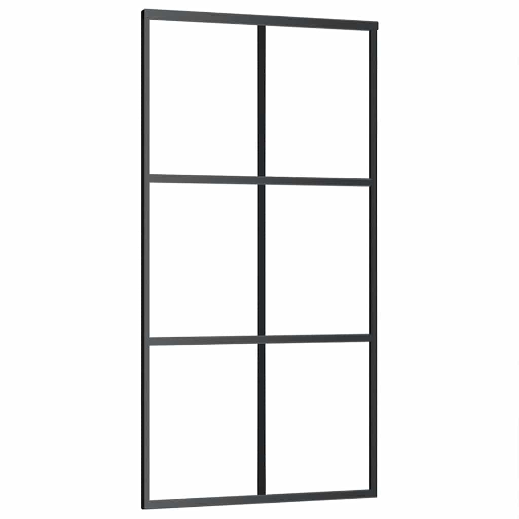 Schuifdeur met beslagset 102x205 cm ESG glas zwart is nu te koop bij PeponiXL, paradijselijk wonen!