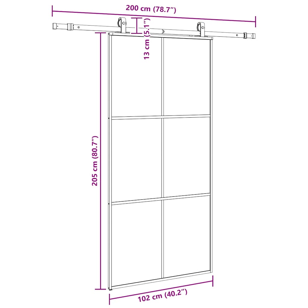 Schuifdeur met beslagset 102x205 cm ESG glas zwart is nu te koop bij PeponiXL, paradijselijk wonen!