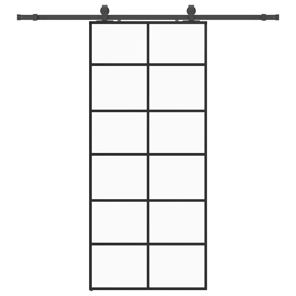 Schuifdeur met beslagset 90x205 cm ESG glas zwart is nu te koop bij PeponiXL, paradijselijk wonen!
