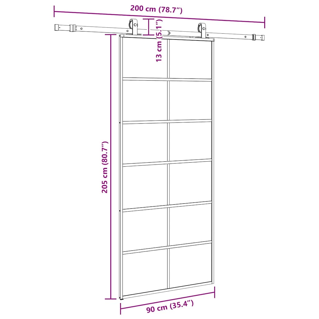 Schuifdeur met beslagset 90x205 cm ESG glas zwart is nu te koop bij PeponiXL, paradijselijk wonen!