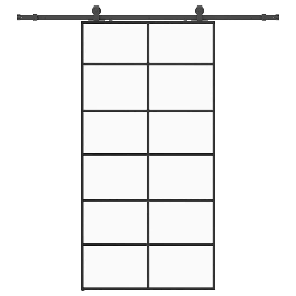 Schuifdeur met beslagset 102x205 cm ESG glas zwart is nu te koop bij PeponiXL, paradijselijk wonen!