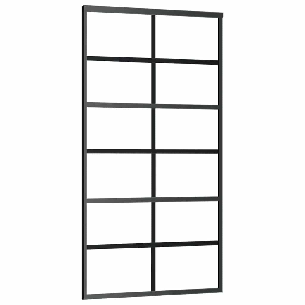 Schuifdeur met beslagset 102x205 cm ESG glas zwart is nu te koop bij PeponiXL, paradijselijk wonen!