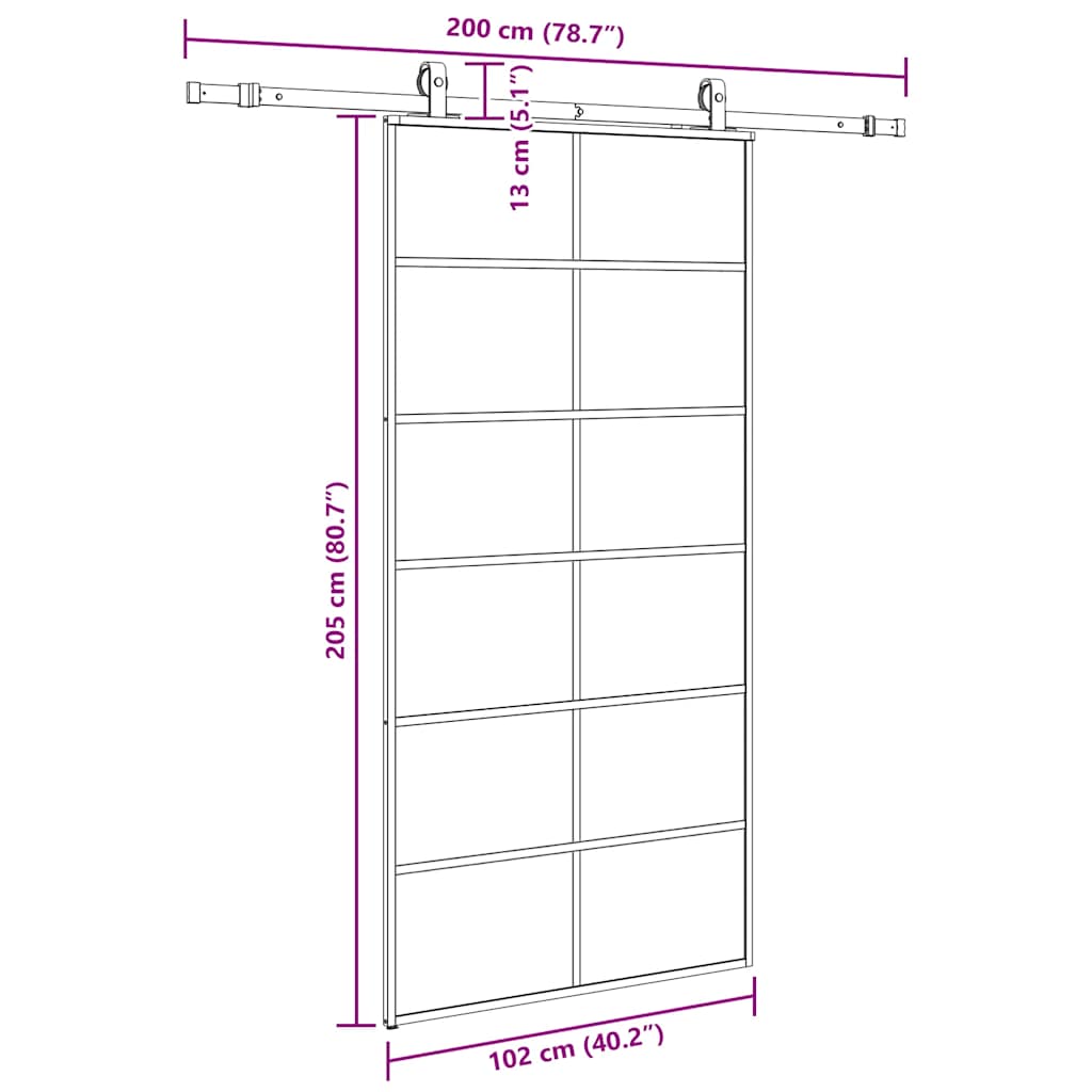 Schuifdeur met beslagset 102x205 cm ESG glas zwart is nu te koop bij PeponiXL, paradijselijk wonen!