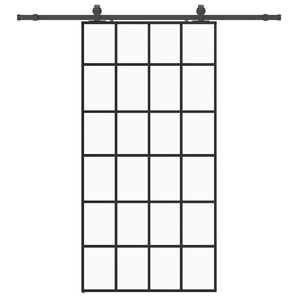 Schuifdeur met beslagset 102x205 cm ESG glas zwart is nu te koop bij PeponiXL, paradijselijk wonen!